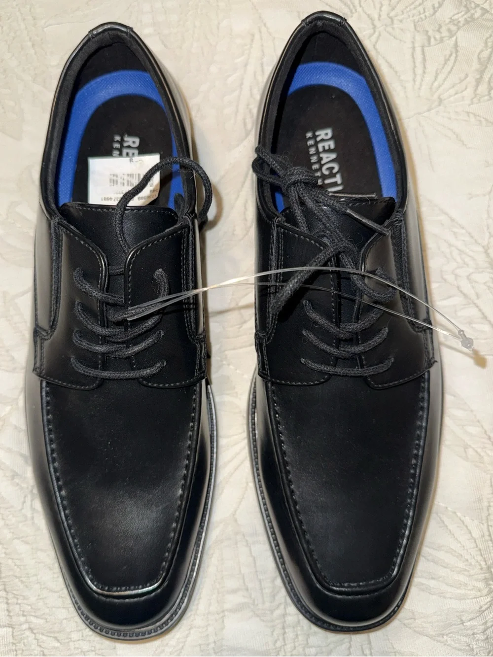 Kenneth Cole Reaction Mike Black Faux Leather Lace-Up Oxfords Size 9